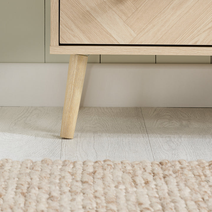 Herringford 6 Drawer Chest Oak Finish Stylish Bedroom Storage