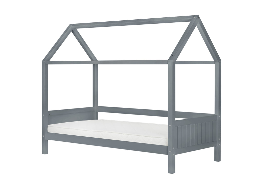Wooden House Shaped Bed Frame with Solid Slatted Base for Kids' Independence