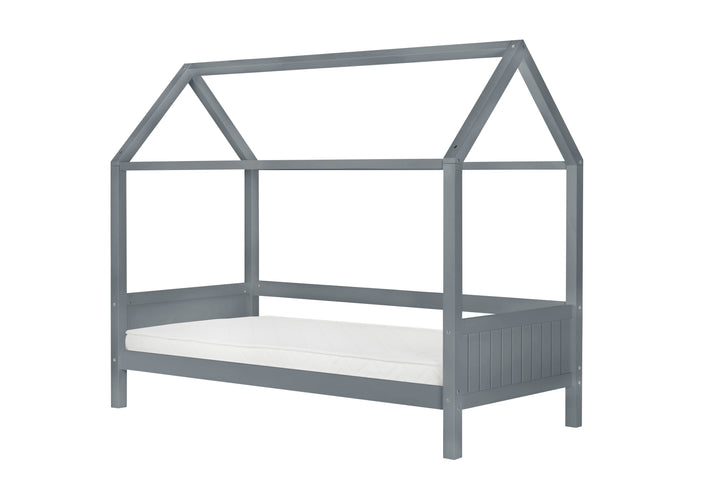 Wooden House Shaped Bed Frame with Solid Slatted Base for Kids' Independence