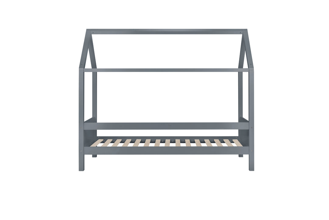 Wooden House Shaped Bed Frame with Solid Slatted Base for Kids' Independence