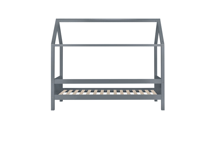 Wooden House Shaped Bed Frame with Solid Slatted Base for Kids' Independence
