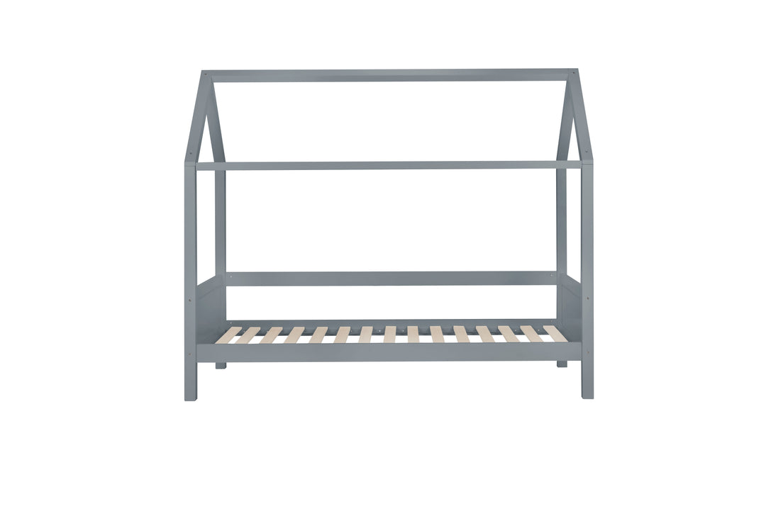 Wooden House Shaped Bed Frame with Solid Slatted Base for Kids' Independence