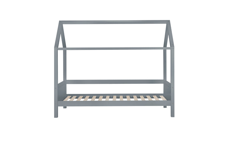 Wooden House Shaped Bed Frame with Solid Slatted Base for Kids' Independence