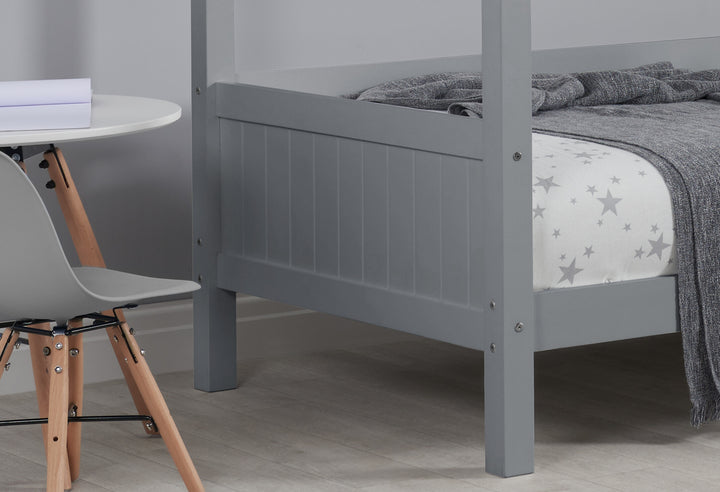 Wooden House Shaped Bed Frame with Solid Slatted Base for Kids' Independence
