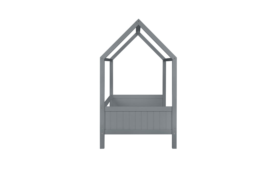 Wooden House Shaped Bed Frame with Solid Slatted Base for Kids' Independence