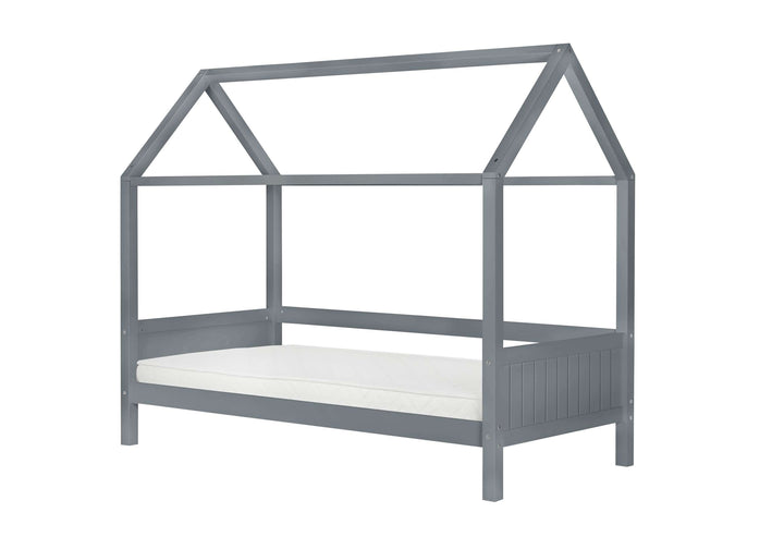 Wooden House Shaped Bed Frame with Solid Slatted Base for Kids' Independence