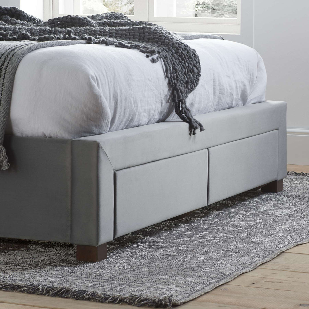 Elegant Wingback Bed Frame with Tufted Headboard and Storage Drawers