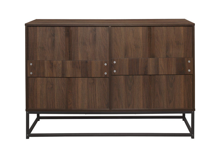 Houston 6 Drawer Chest Metal Walnut Wood Modern Storage Chest