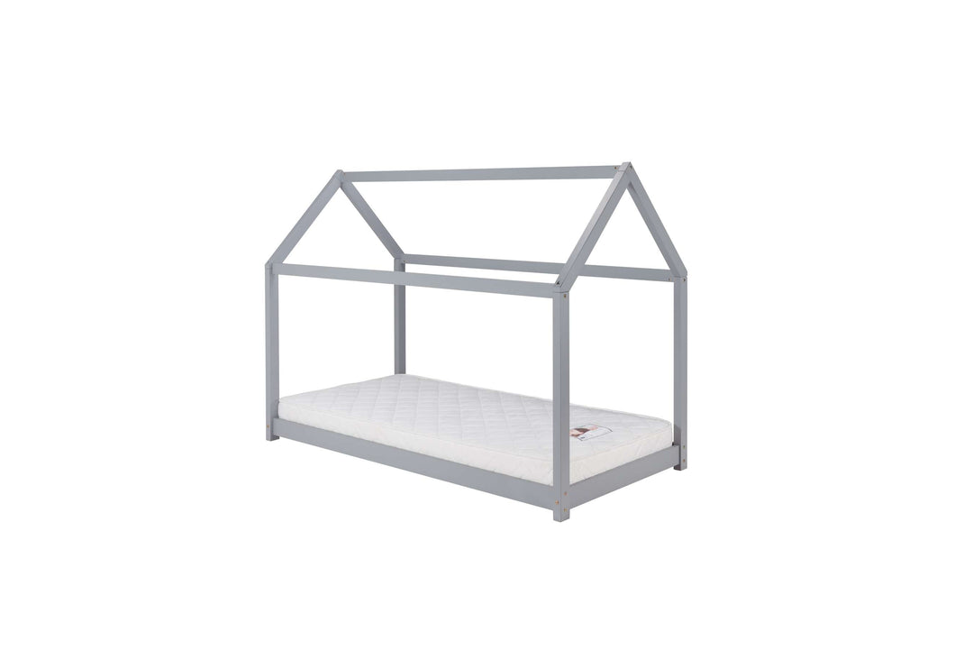 Wooden House Bed Frame with Solid Slatted Base for Kids Room