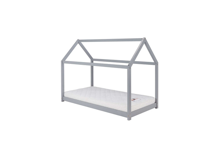 Wooden House Bed Frame with Solid Slatted Base for Kids Room