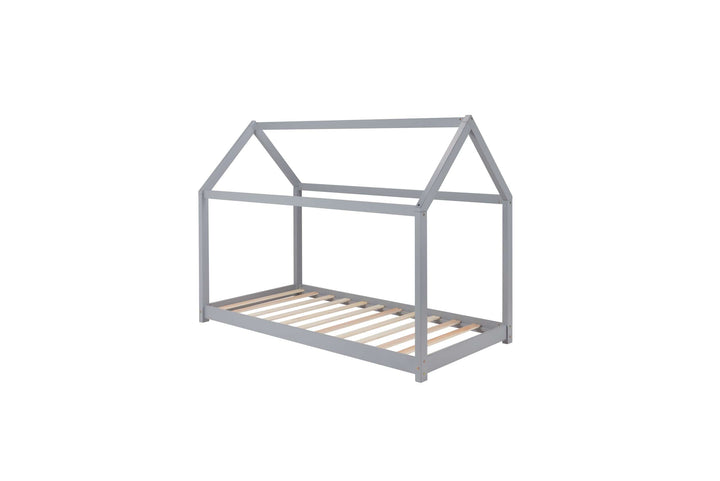 Wooden House Bed Frame with Solid Slatted Base for Kids Room