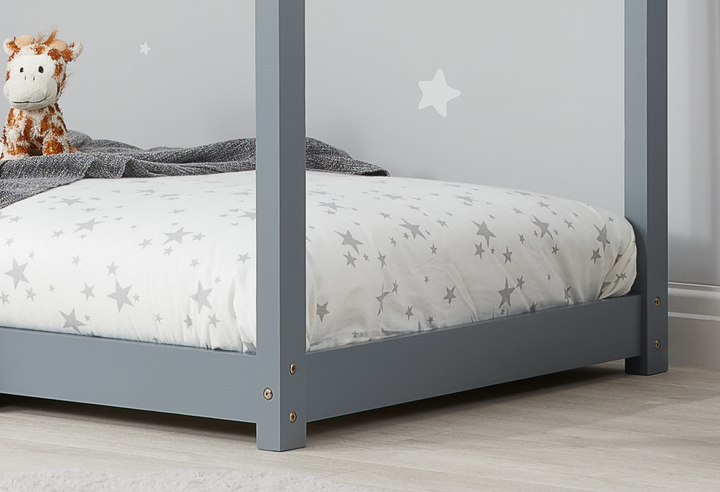 Wooden House Bed Frame with Solid Slatted Base for Kids Room
