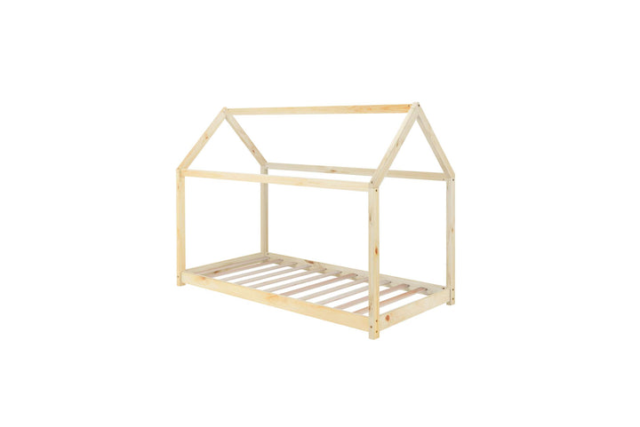 Wooden House Bed Frame with Solid Slatted Base for Kids Room