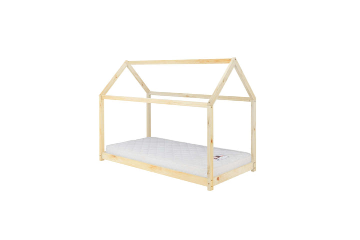 Wooden House Bed Frame with Solid Slatted Base for Kids Room