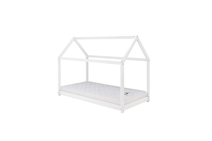 Wooden House Bed Frame with Solid Slatted Base for Kids Room