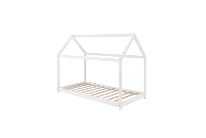 Wooden House Bed Frame with Solid Slatted Base for Kids Room