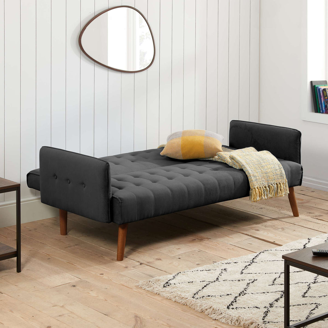 Hudson Sofa Bed Charcoal Fabric Stylish Guest Bed for Living Room