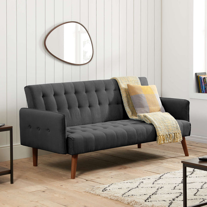 Hudson Sofa Bed Charcoal Fabric Stylish Guest Bed for Living Room