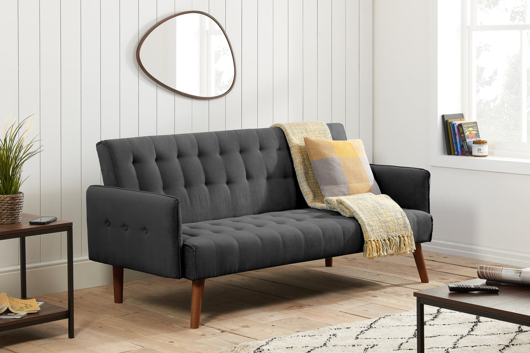 Hudson Sofa Bed Charcoal Fabric Stylish Guest Bed for Living Room
