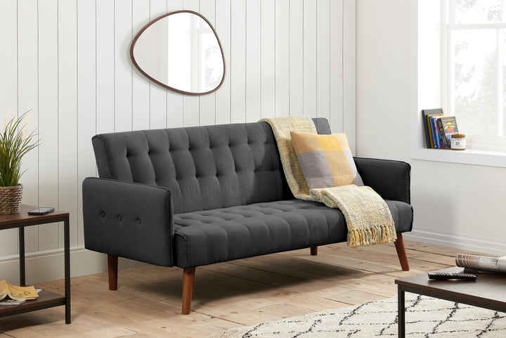 Hudson Sofa Bed Charcoal Fabric Stylish Guest Bed for Living Room