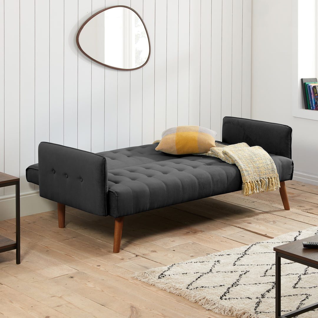 Hudson Sofa Bed Charcoal Fabric Stylish Guest Bed for Living Room