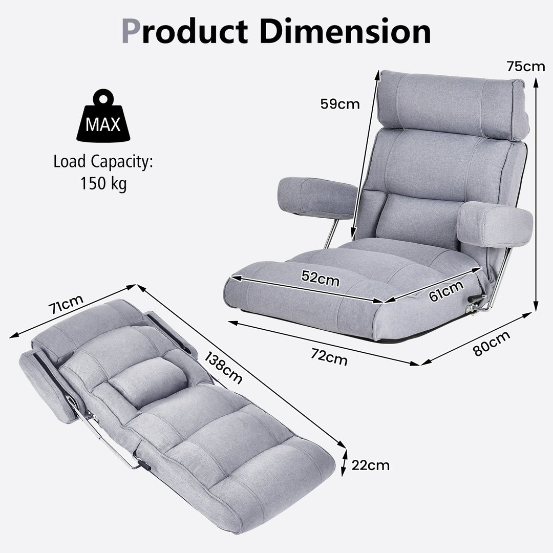 Ergonomic Sofa Lounger Chair with Stepless Adjustment Back - TidySpaces