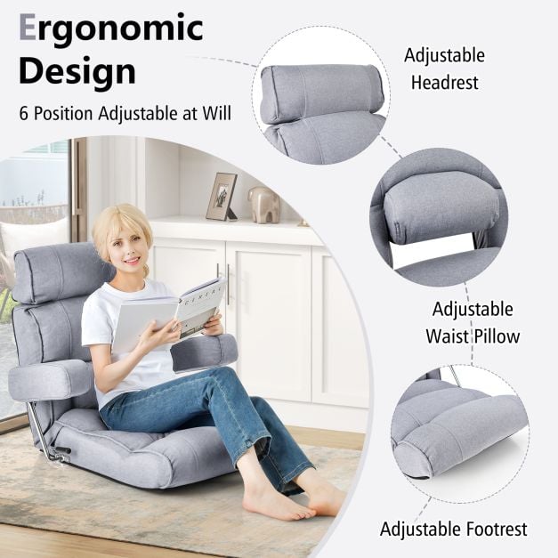 Ergonomic Sofa Lounger Chair with Stepless Adjustment Back