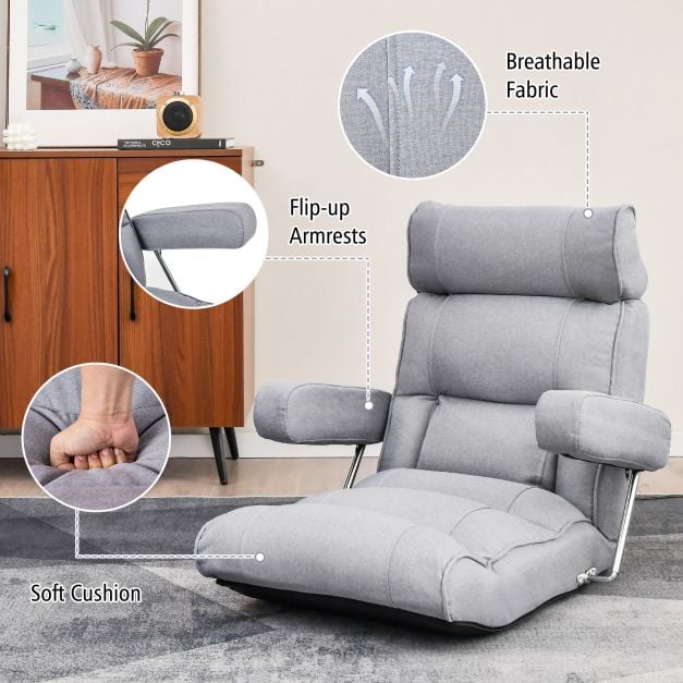 Ergonomic Sofa Lounger Chair with Stepless Adjustment Back