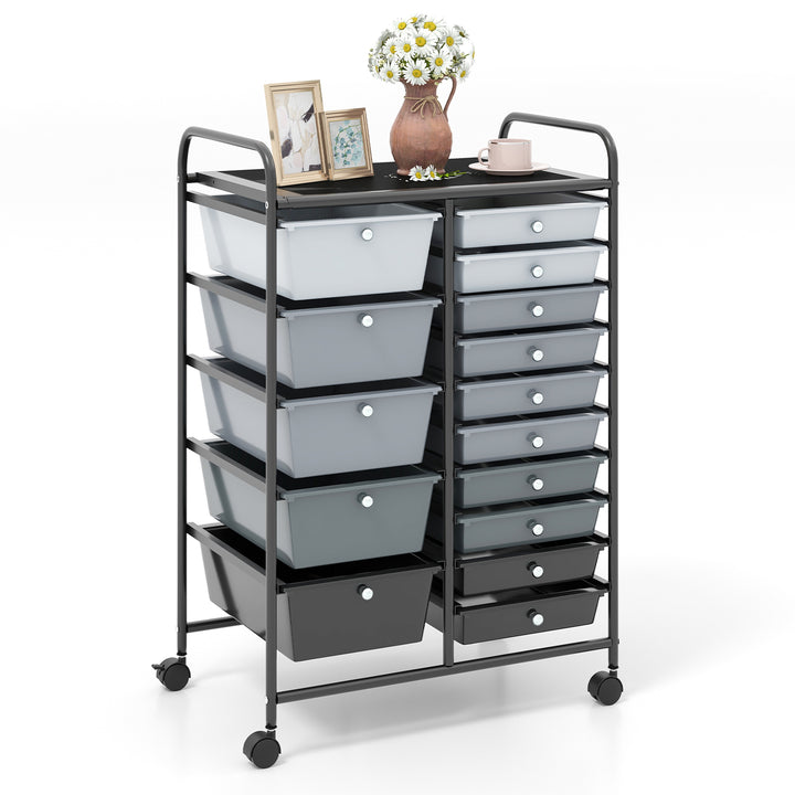 15 Drawer Rolling Storage Cart with 4 Wheels for Beauty Salon - TidySpaces