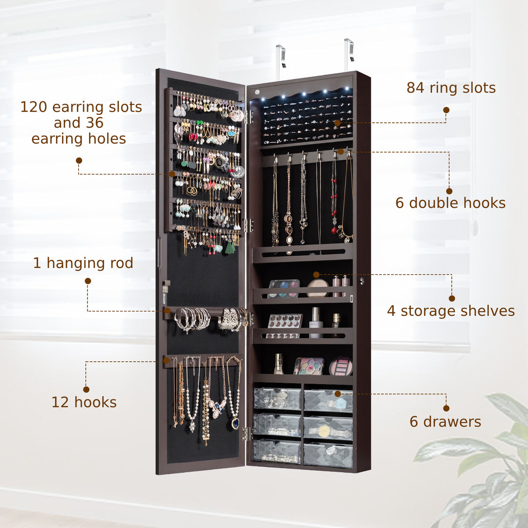 Wall Mounted Jewellery Armoire with LED Light - TidySpaces