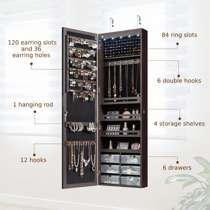 Wall Mounted Jewellery Armoire with LED Light - TidySpaces