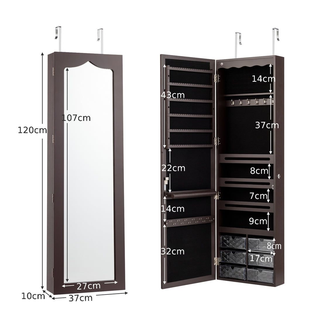 Wall Mounted Jewellery Armoire with LED Light - TidySpaces