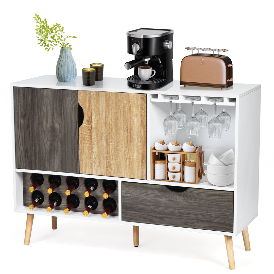 Modern Buffet Sideboard with Adjustable Shelf and 10 Wine Racks - TidySpaces