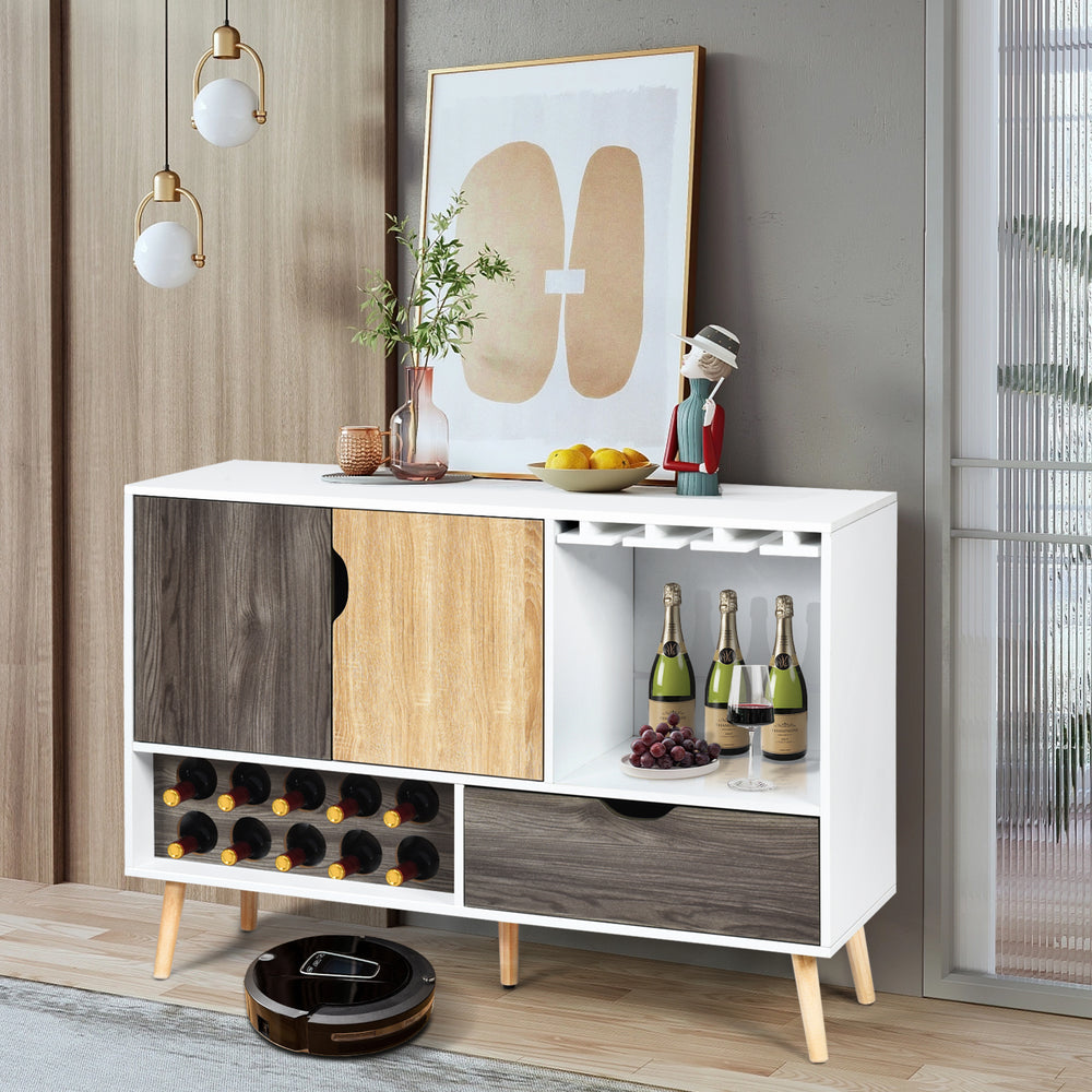 Modern Buffet Sideboard with Adjustable Shelf and 10 Wine Racks - TidySpaces