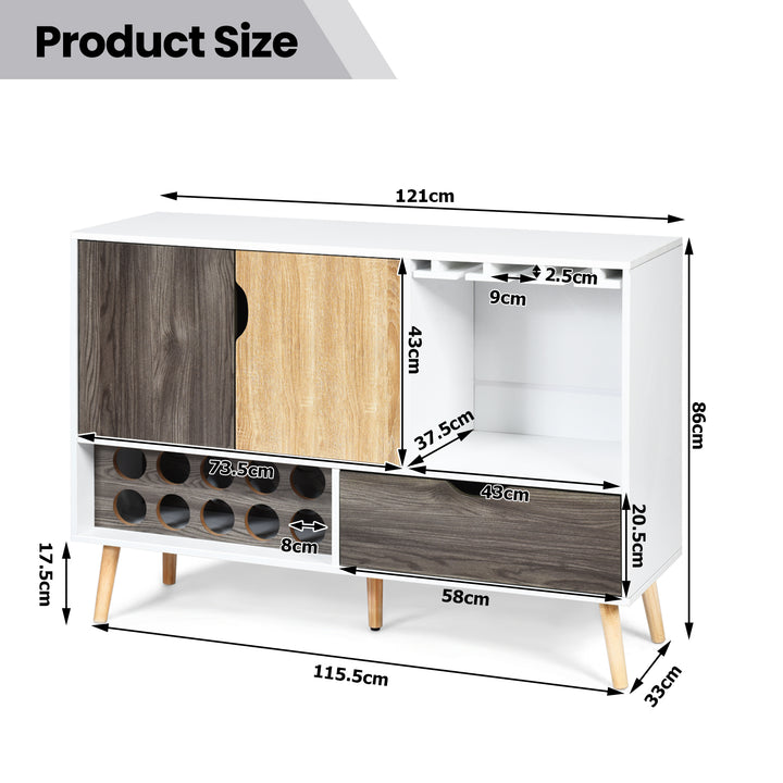 Modern Buffet Sideboard with Adjustable Shelf and 10 Wine Racks - TidySpaces