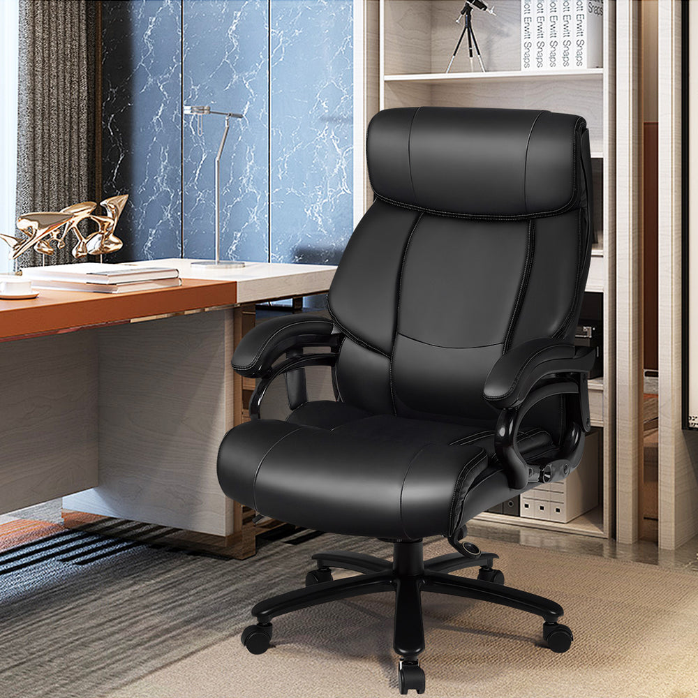 PU Leather Massage Office Chair with Thick Foam Cushion - TidySpaces