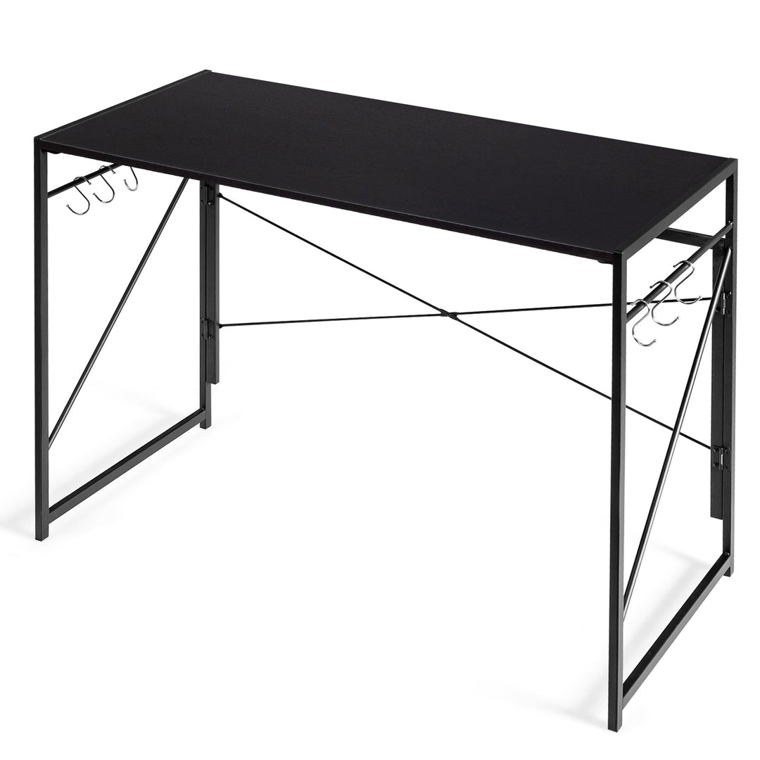 Folding Computer Desk Writing Study Desk Home Office with 6 Hooks - TidySpaces