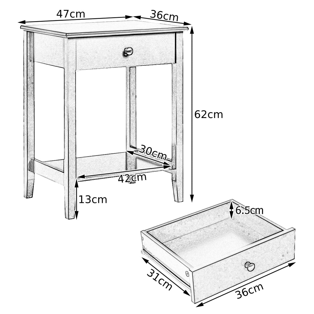 Set of 2 Bedside Couch Sofa Table with Sliding Drawer - TidySpaces