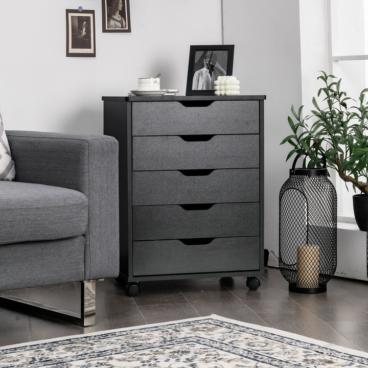 5 Drawer Chest with Wheels for Home and Office - TidySpaces