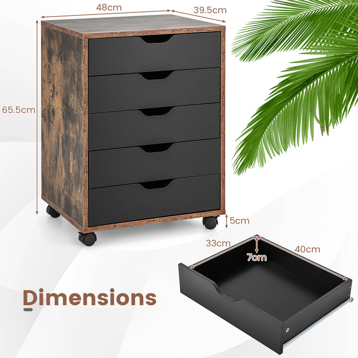 5 Drawer Chest with Wheels for Home and Office - TidySpaces