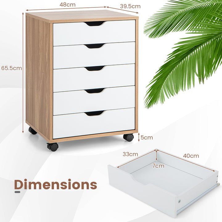 5 Drawer Chest with Wheels for Home and Office - TidySpaces