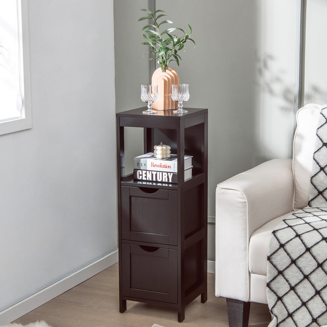 Bathroom Storage Cabinet with 2 Removable Drawers and Open Shelf