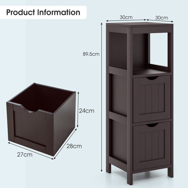 Bathroom Storage Cabinet with 2 Removable Drawers and Open Shelf