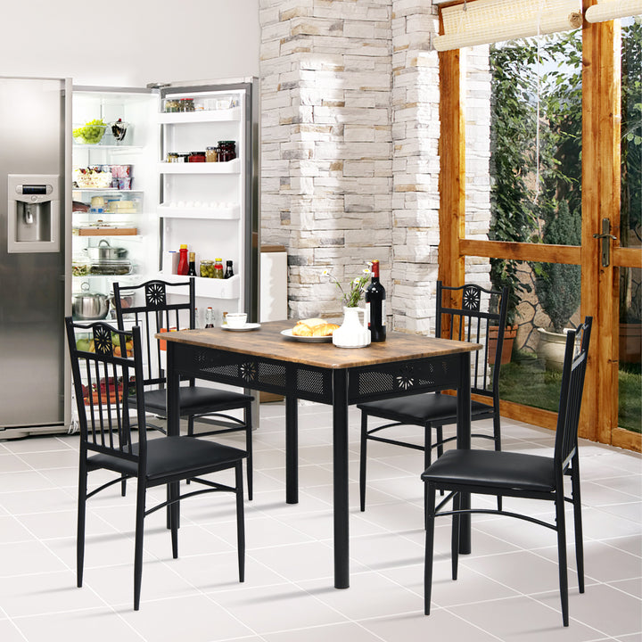 5 Pieces Kitchen Dining Table and Chair Set with Sponge Cushion - TidySpaces