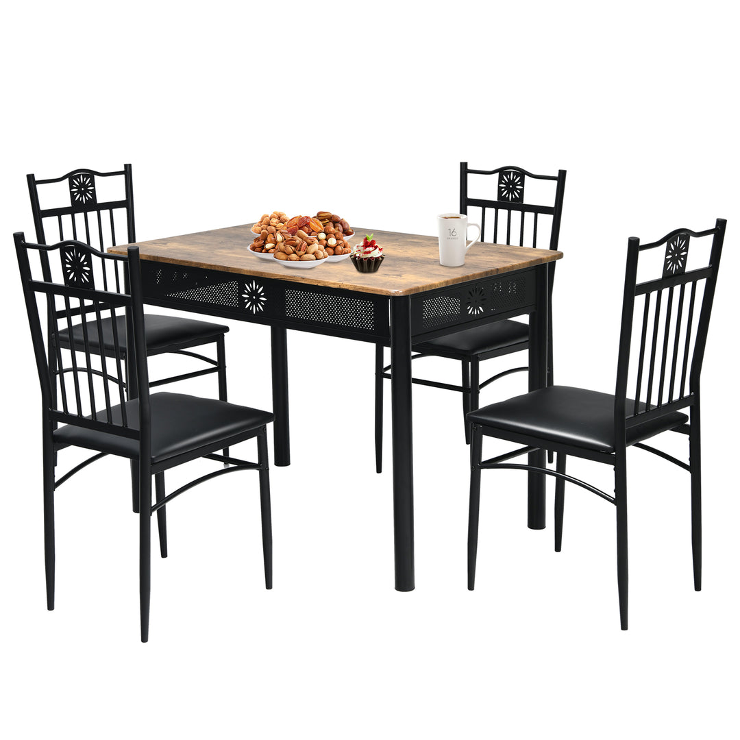 5 Pieces Kitchen Dining Table and Chair Set with Sponge Cushion - TidySpaces