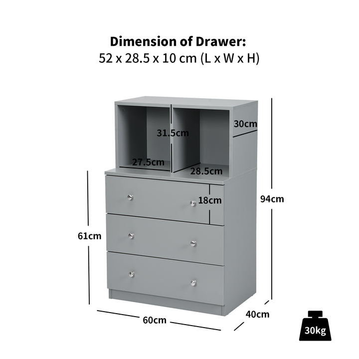 3 Drawer Dresser with 2 Open Compartments for Living Room Bedroom - TidySpaces