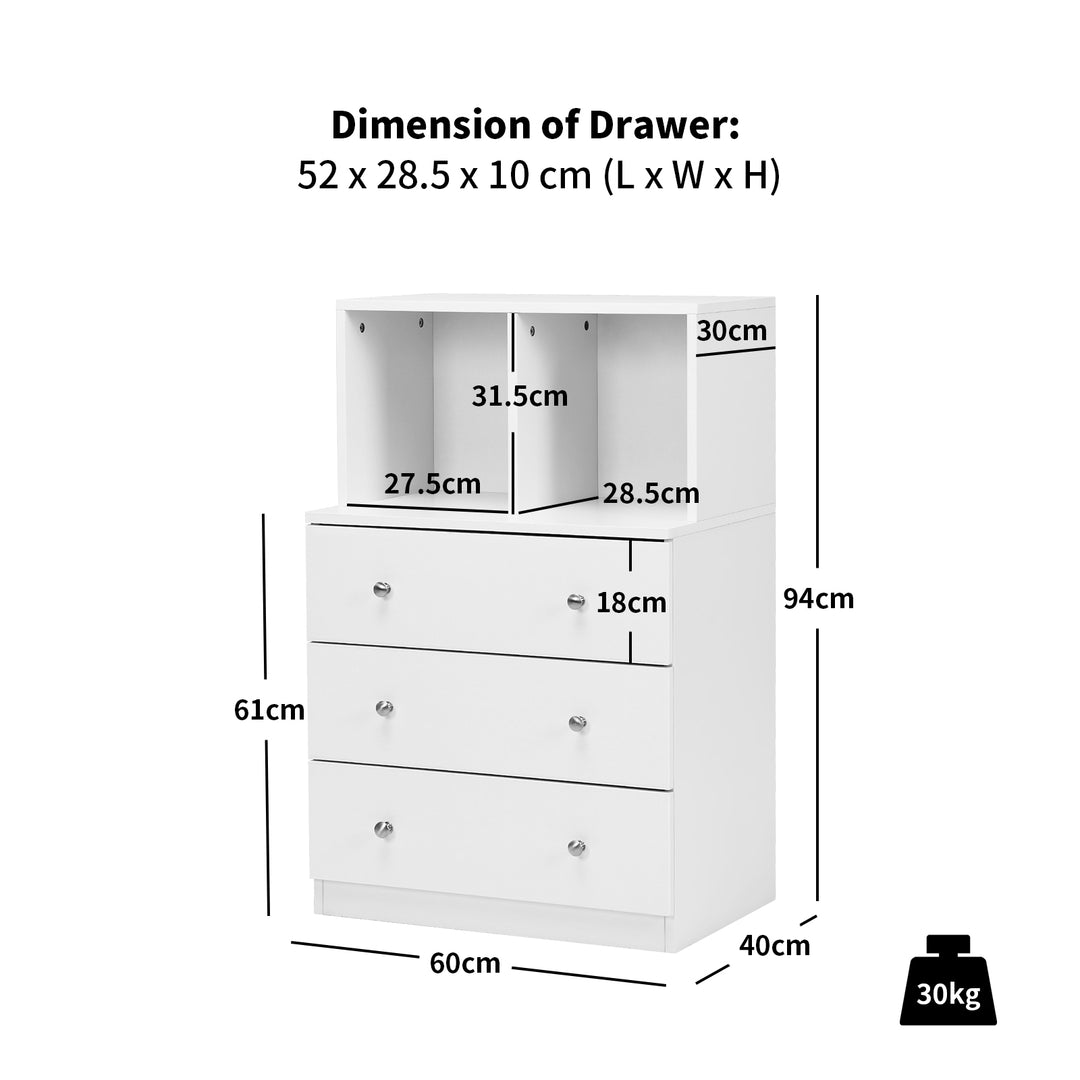 3 Drawer Dresser with 2 Open Compartments for Living Room Bedroom - TidySpaces