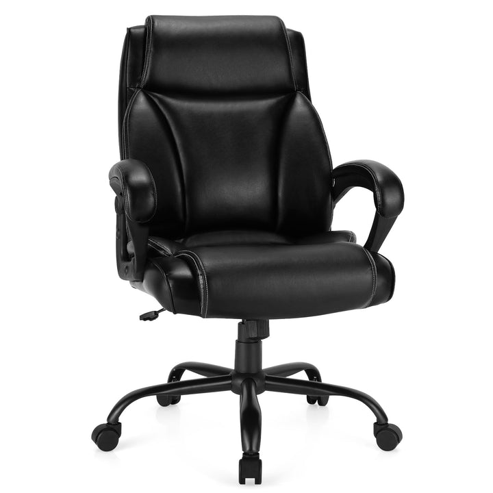 High Back Office Chair with Metal Base and Rocking Backrest - TidySpaces