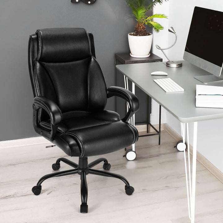 High Back Office Chair with Metal Base and Rocking Backrest - TidySpaces