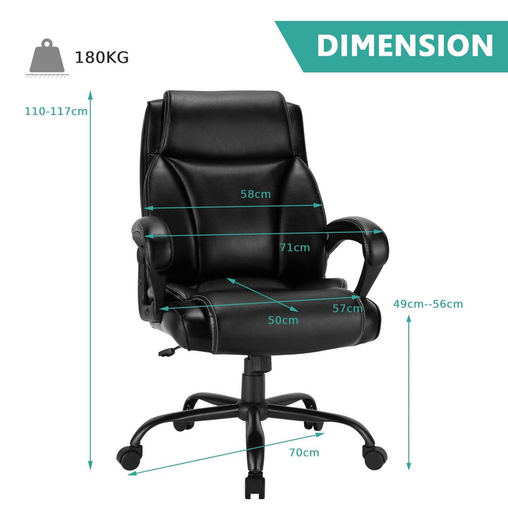 High Back Office Chair with Metal Base and Rocking Backrest - TidySpaces